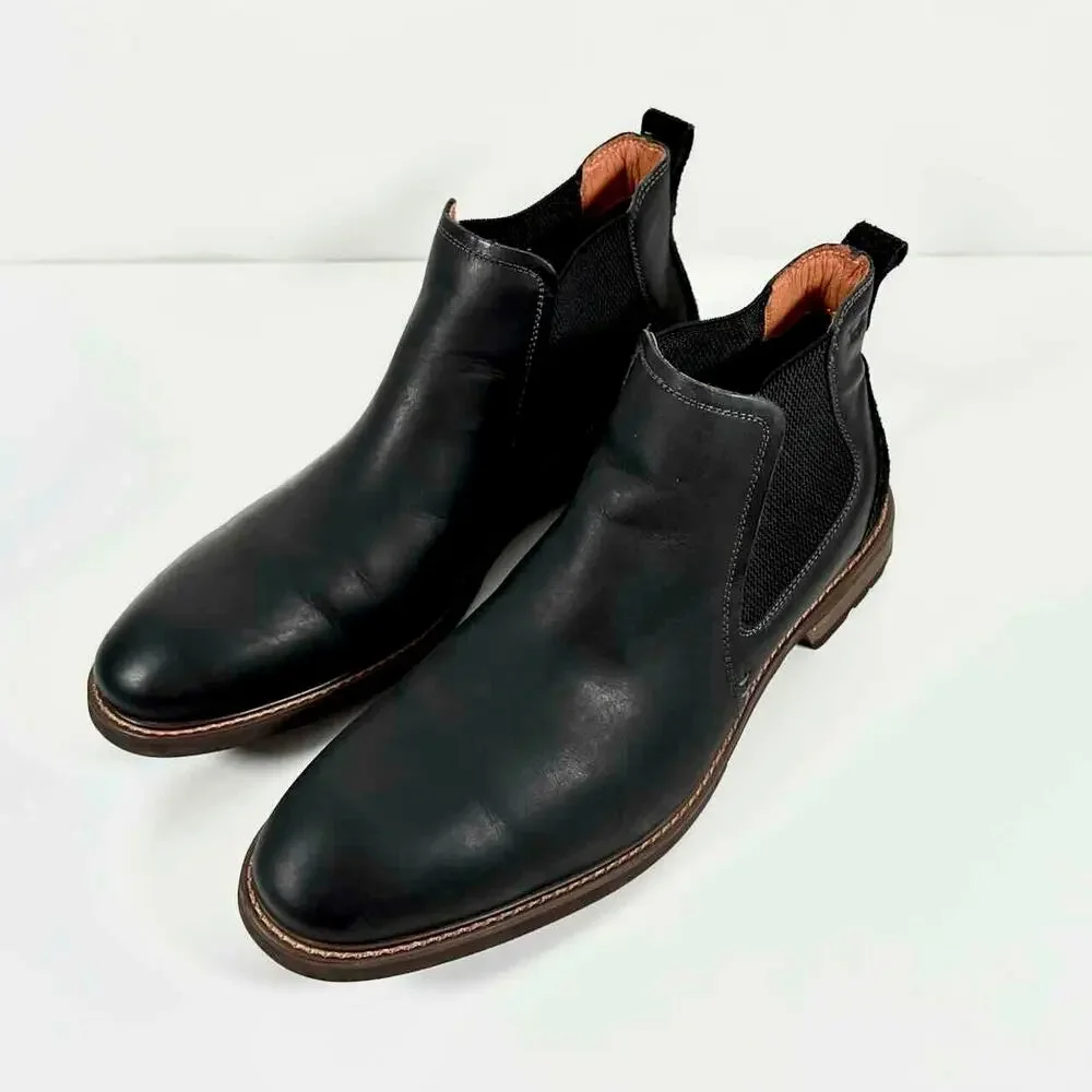 Florsheim Men's Lodge Plain Toe Gore Chelsea Boot In Black Leather - 11 M